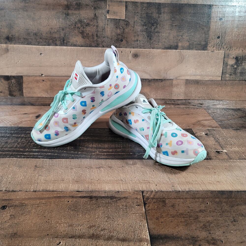 Adidas Kids Junior Lego Dots Sneaker Shoes Size 5 1/2 White Purple G57929